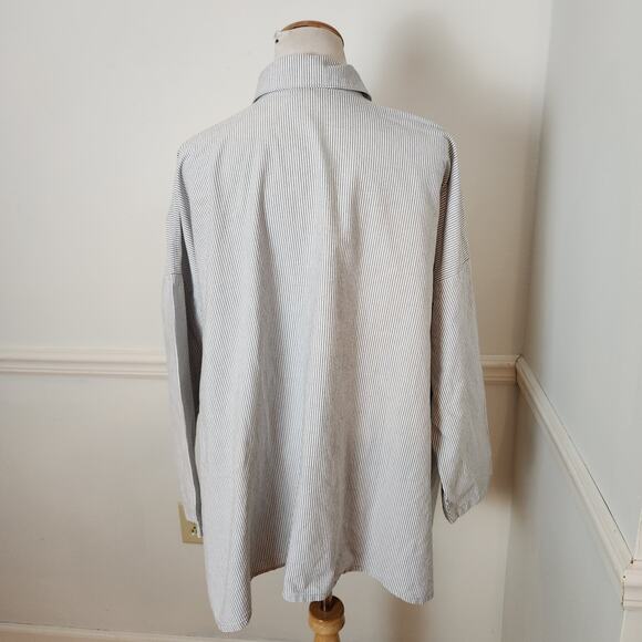 FLAW Planet by Lauren G Shirt One Size Womens Oversized Stripe Lagenlook Top - Picture 8 of 16